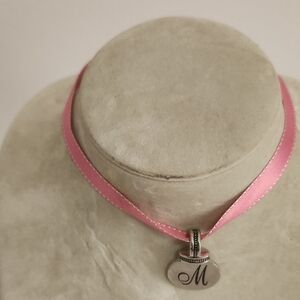 Elegant Pink Ribbon Necklace with Silver Pendant